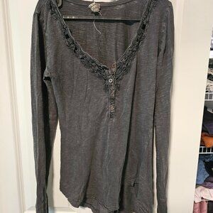Grey Long Sleeve Top With